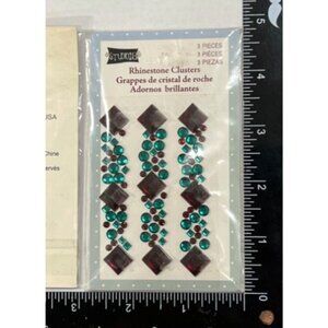 Studio 18 Rhinestone Clusters Self-Adhesive Green & Red Embellishments 3 pc